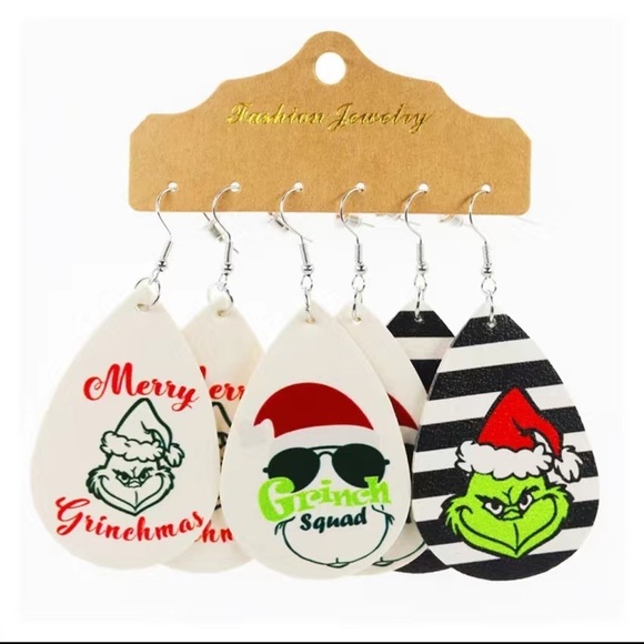 Jewelry - Set of 3 Pairs Grinch Earrings